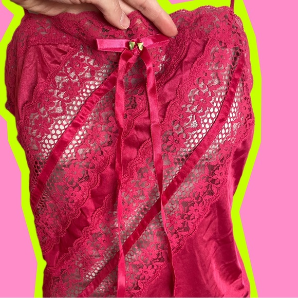 Vintage Hot Pink Sheer Lace Cami - Picture 2 of 7
